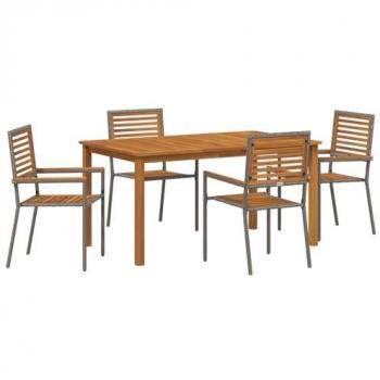 Eco‑Friendly Grey Poly Rattan 5‑Piece Bistro Set