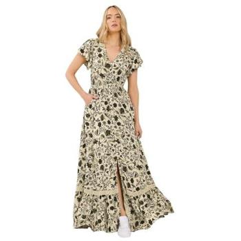 Tall Floral Button Maxi Dress by Long Tall Sally, Light Green, 10