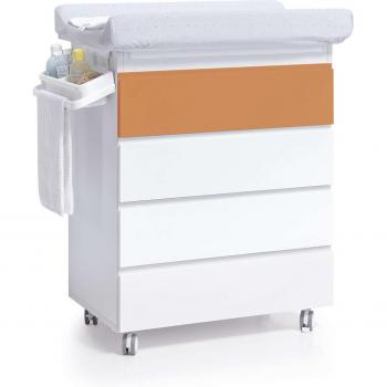 Mueble bañera-cómoda con ruedas (2en1) Kubo en blanco y teja