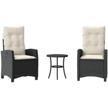Bistrò Set Triplo Cuscini Neri Polyrattan