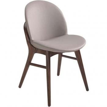 Angel Cerda Dark Mink Leatherette Dining Chair, Beige Finish