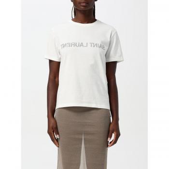 Saint Laurent Women's White Print T-Shirt