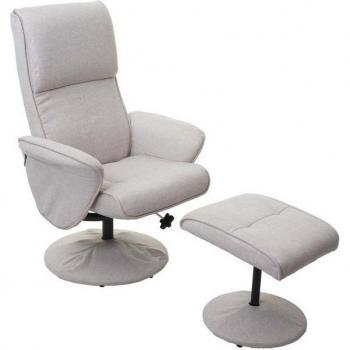 Relaxsessel Stockholm, drehbarer TV-Sessel mit Hocker ~ creme-beige