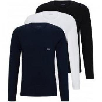 Langarmshirt BOSS longsleeve-Shirt R-Neck Classic COTTON 3pcs/pack Gr. XXL (56), schwarz-weiß (schwarz, weiß) Herren Shirts mit BOSS Logo-Schriftzug