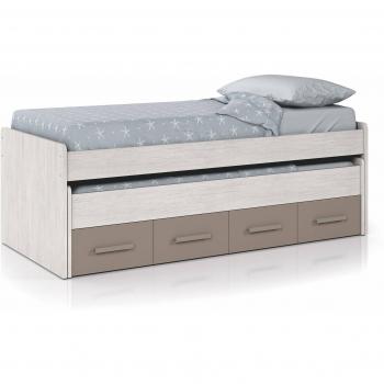 Lit simple Spokane Dmora avec lit gigogne et tiroirs 198x96h69 cm