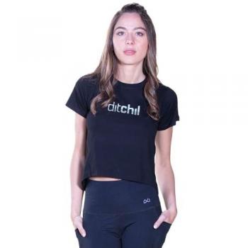 Camiseta Gym & Run Ditchil Loyal Negra, Transpirable, Mujer, Manga Corta