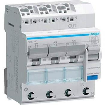 Interruttore differenziale Hager ADZ316D 3 poli 16A 30mA 6kA Tipo A QuickConnect