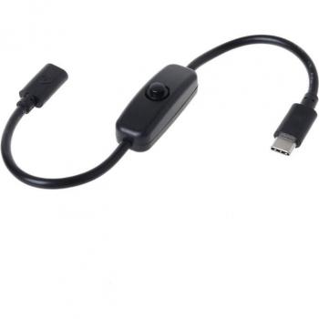 Type C USB Extension Cable with Power Switch for Raspberry Pi 4 and Android Mobile Phones, 27cm