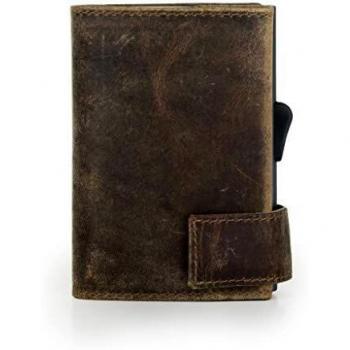 SecWal 2 Premium Leather Credit Card Pocket (Brown)
