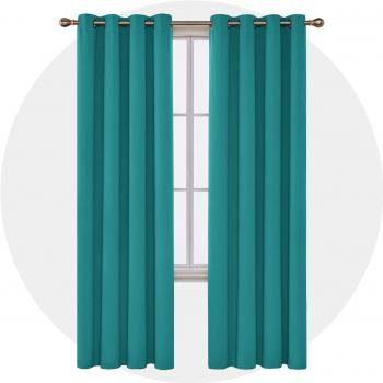 Deconovo Super Soft Solid Thermal Insulated Eyelet Blackout Curtains 46 x 90 Inch Turquoise 1 Pair