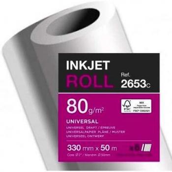 Clairefontaine 6 x Inkjetpapier-Rolle 330mm x 50m 80g/qm weiß