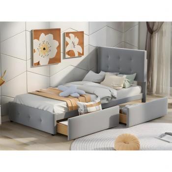 Cama de Terciopelo 90x200 cm con 2 Cajones