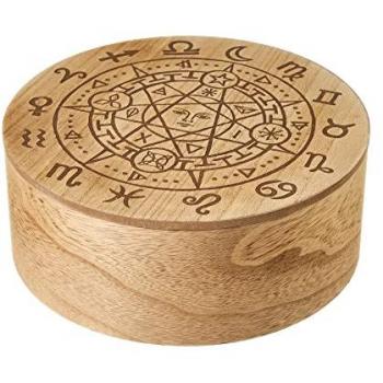 Boîte ronde gravée en bois MDF Astro