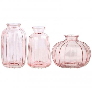 Set de 3 petits vases décoratifs roses, style contemporain