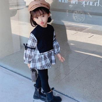 Blouse en Tricot à Carreaux pour Fille