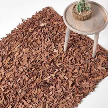 Tapis Dallas Shaggy Cuir Marron 90 x 150 cm
