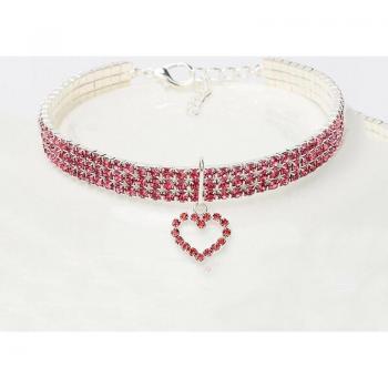Collar de Corazón con Cristales para Perros y Gatos