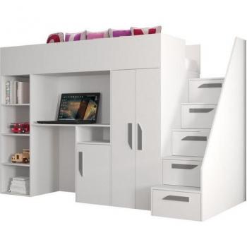 Letto Castello Premium – 247 × 165 × 120 (Bianco/Grigio)