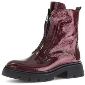 Damen-Boots Gabor 38: Bordeaux Lackleder, glänzend, Blockabsatz, Front-Reißverschluss