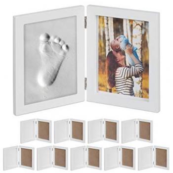 Relaxdays DIY Baby Keepsake Frame – 10 White Plaster Hand & Foot Prints