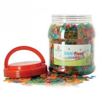 Ensemble 5000 Pions Loto – 15 mm, Palette de Couleurs, Plastique Transparent – Set Jeu Bingo