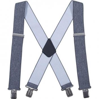 50mm Wide X-Shape Outdoor Suspenders for Men, Elastic, 4 Clip-on, Adjustable Work Pants Braces, 47.2inch MBD8470