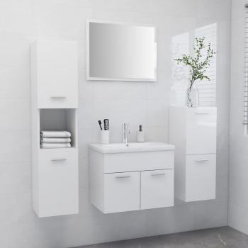 Ensemble de meubles de salle de bain vidaXL Blanc brillant avec 1 évier et 5 compartiments