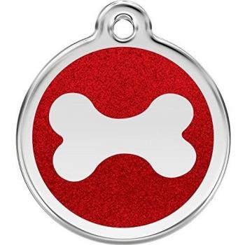 Glittering Red Bone Dog ID Tag