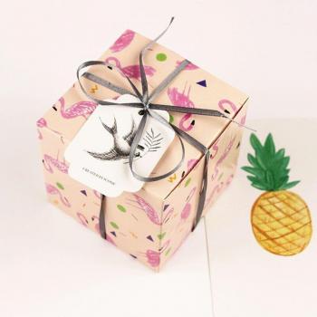 10pcs Cherry Blossom Flamingo Gift Boxes with Ribbon Tags
