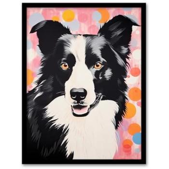 Abstract Circles Border Collie Frame