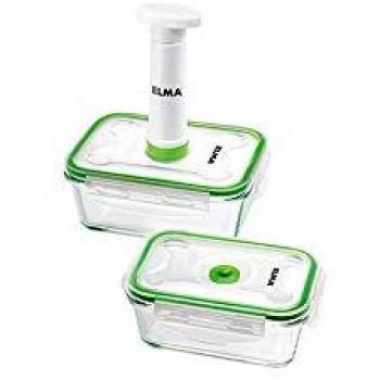 ELMA Juego de Recipientes de Cristal para Conservación de Alimentos al Vacío