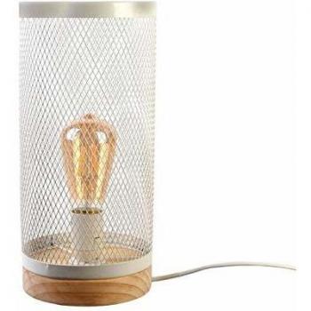 Lampe de Bureau Cylindrique en Métal Blanc