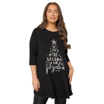 T-shirt à manches longues Evans arbre de Noël noir