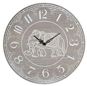 Reloj de Pared Elefante en MDF Blanco 30x3x30