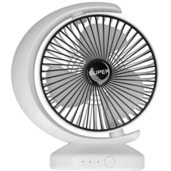 Ventilateur Table USB Silencieux, Tête Pivotante, 3 Niveaux de Souffle – Blanc