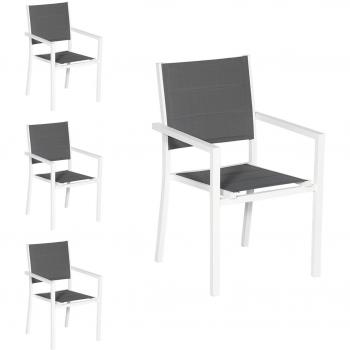 Pack de 4 chaises rembourrées en aluminium blanc