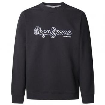 Pepe Jeans DORIAN CREW Sweatshirt für Herren, Logo-Druck im Used Look, 100% Baumwolle, Gr. M, Schwarz