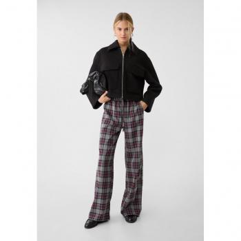 Pantaloni morbidi eleganti a quadri granata XS