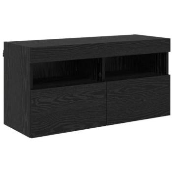 VidaXL Black Oak TV Shelf – 80 cm L × 30 cm W × 40 cm H, Engineered Wood
