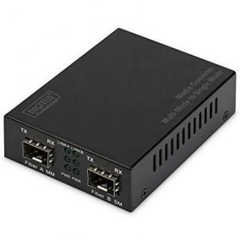 Digitus DN-82133 convertitore multimediale di rete 1000 Mbit/s 1550 nm Modalità multipla, Modalità singola Nero