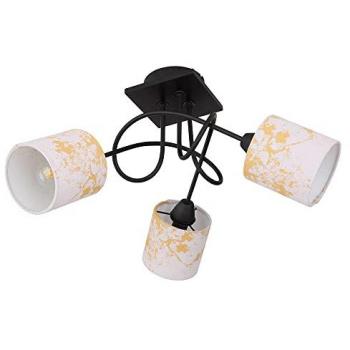 3-flammige Deckenleuchte aus Metall und Textil in Schwarz-Gold für Wohnzimmer, Esszimmer und Schlafzimmer, Ø 46 cm, E14