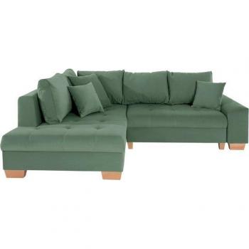 INOSIGN L‑Form Sofa Nikita II – Mintgrün, Kaltschaum‑Polsterung, Bett