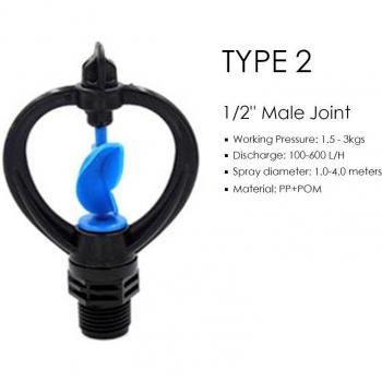 Garden Irrigation Sprinkler with 1/2'' & 3/4'' Threaded Connection