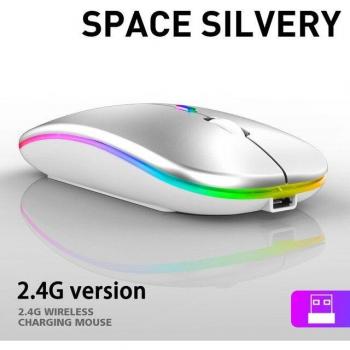 Ratón inalámbrico con modo dual y retroiluminación LED, silencioso y recargable