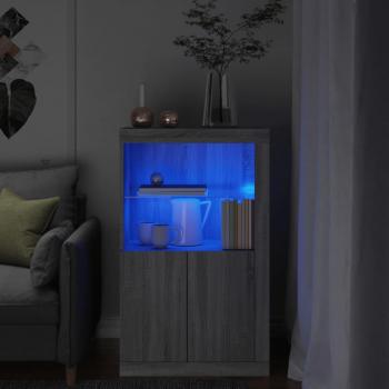 Día y Noche Aparador con luces LED madera de ingeniería gris Sonoma