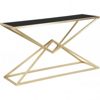Consola Moderna de Hierro y Cristal Dorado 130 x 40 x 75 cm