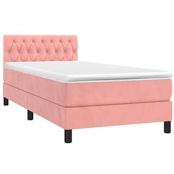 VidaXL Boxspringbett mit integrierter LED-Beleuchtung – Rosa, 100x200 cm Samt