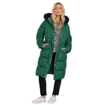 M & Co Petite Steppjacke mit Kunstfellkapuze in Grün