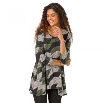 Tunique Vert Stretch avec Imprimé de Feuilles38