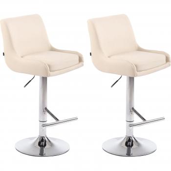 Cludo Metall‑Barhocker Set – 2 Stück, chromoptisch, creme Kunstleder